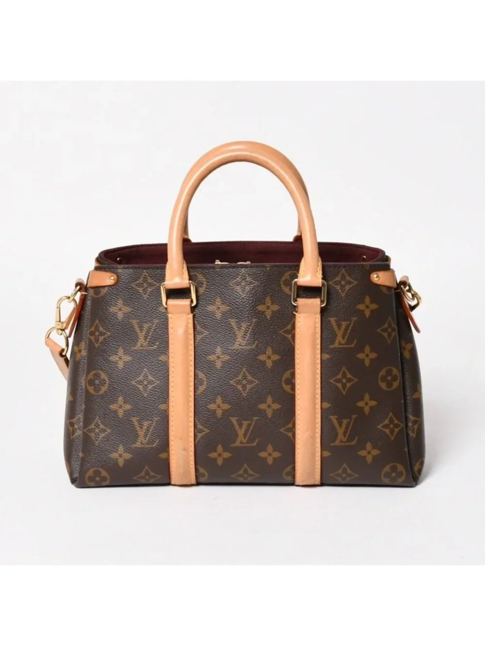 Louis Vuitton Soufflot BB Monogram Handbag Canvas Vachetta Leather Brown